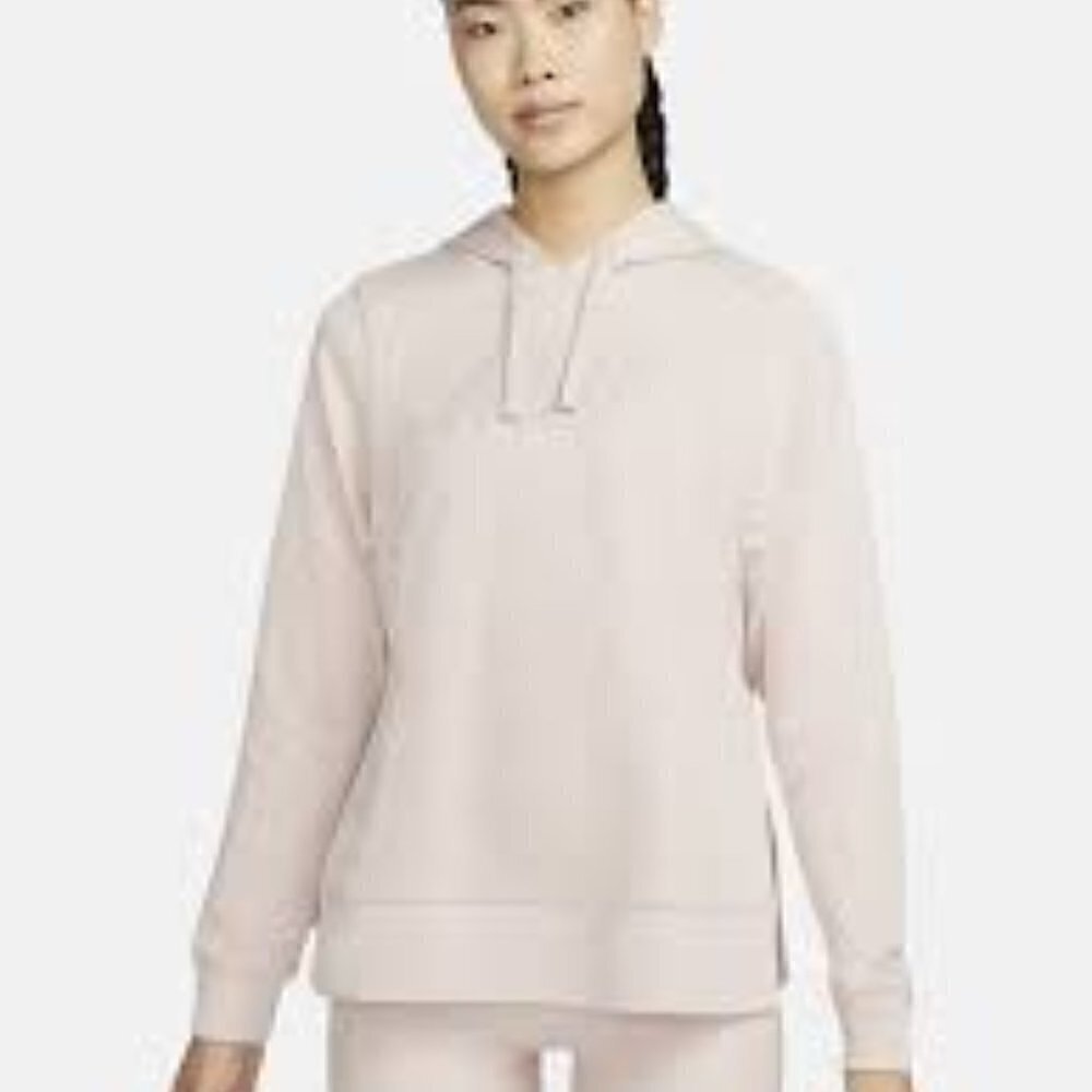Nike Dri Fit Womens Pink Silver Hooded Sweatshirt S Spell Out Active dm2883-601